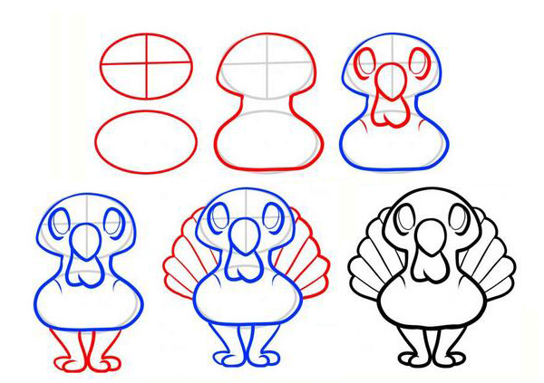 孔雀簡筆畫帶顏色(畫圖步驟)