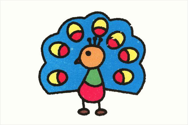 孔雀簡筆畫帶顏色(畫圖步驟)