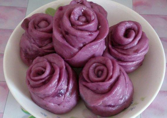 紫薯玫瑰花饅頭的做法